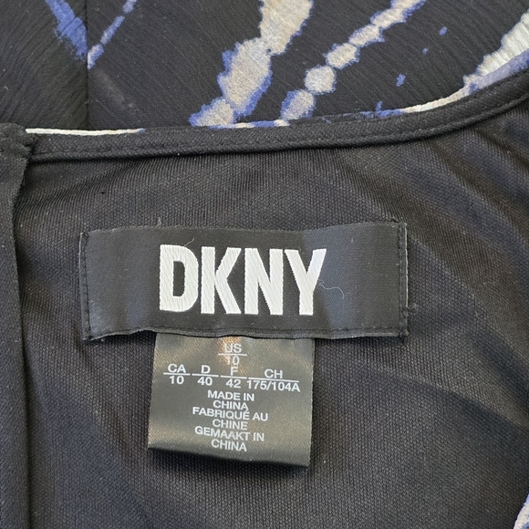 DKNY Printed V-Neck Knot-Front Sleeveless Dress Size 10 - Picture 8 of 10